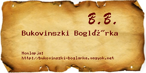 Bukovinszki Boglárka névjegykártya